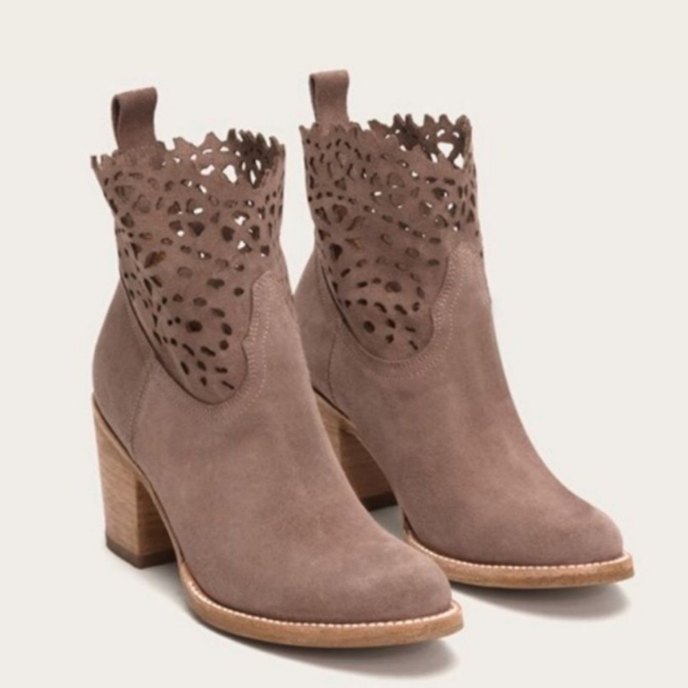 Frye Victoria Cut Short  Boots in Dusty Rose Luxury Designer Leather Suede  #653